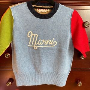 Sold Out！Marni Short Sleeves 100% Wool Color Blocks Sweater Size 40
